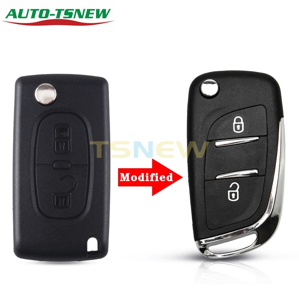 modified  peugeot replacement key shell with 2 button with VA2T blade