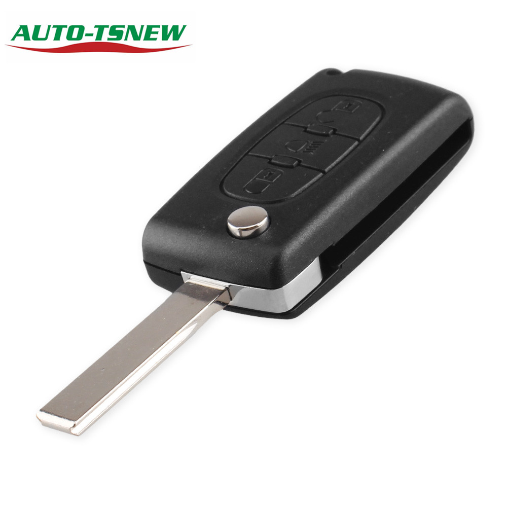 Peugeot 407 3 button flip key shell with light button genuine factory high quality,no battery place the blade is model -"HU83-SH3-Light- no battery place"