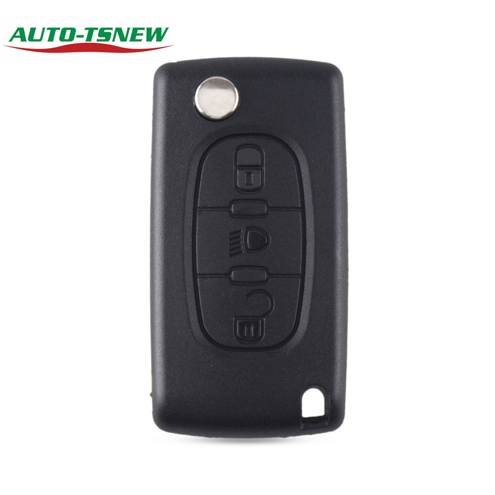 Peugeot 307 3 button flip key shell with light button genuine factory high quality the blade is model -"VA2-SH3- Light-  no battery place"