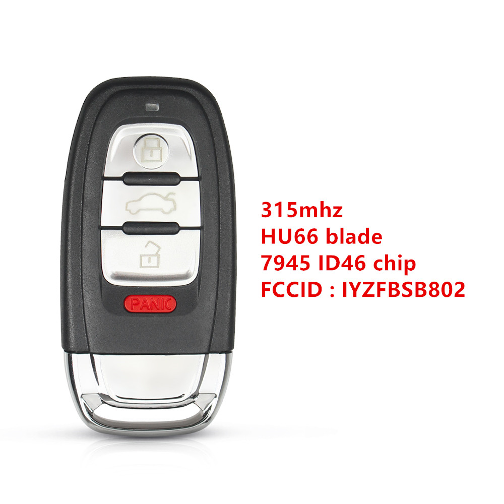 Audi 3+1 button remote with PCF7945 ,315mhz