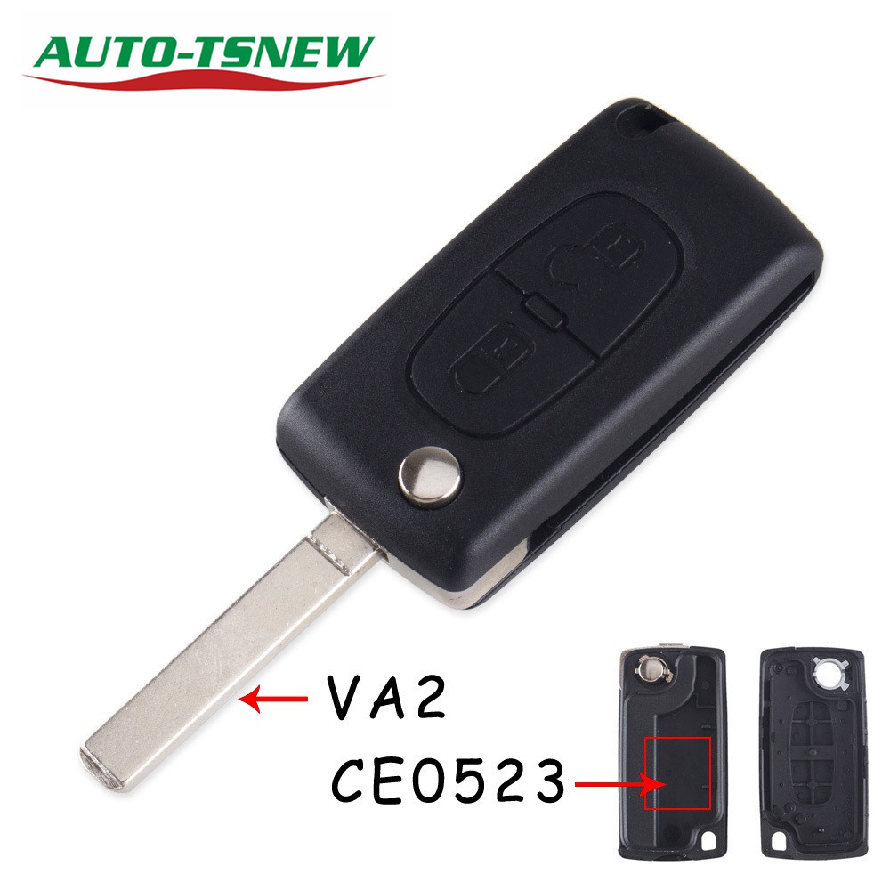 Citroen 307 2 button flip key shell no battery place.  genuine factory high quality, the blade is VA2 model -"VA2-SH2-no battery place"