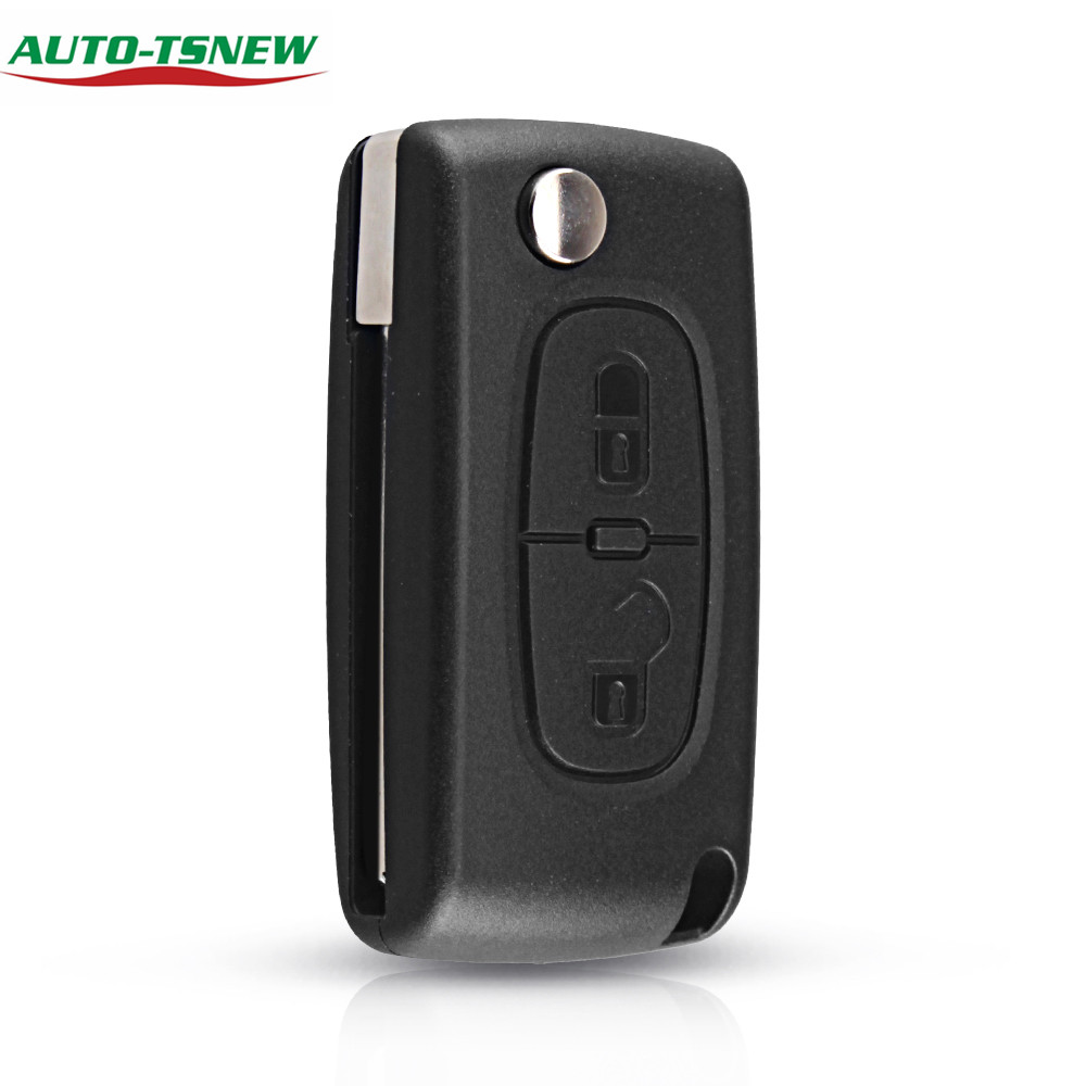 Peugeot 407 2 button flip key shell with genuine factory high quality the blade is HU83 model -"HU83-SH2- with battery place"