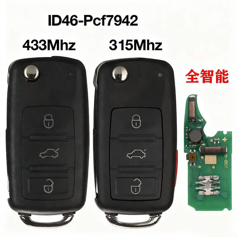 3/4 Button Smart Remote Car Key 315/433MHz ID46 Chip 3D0959753AK for Volkswagen