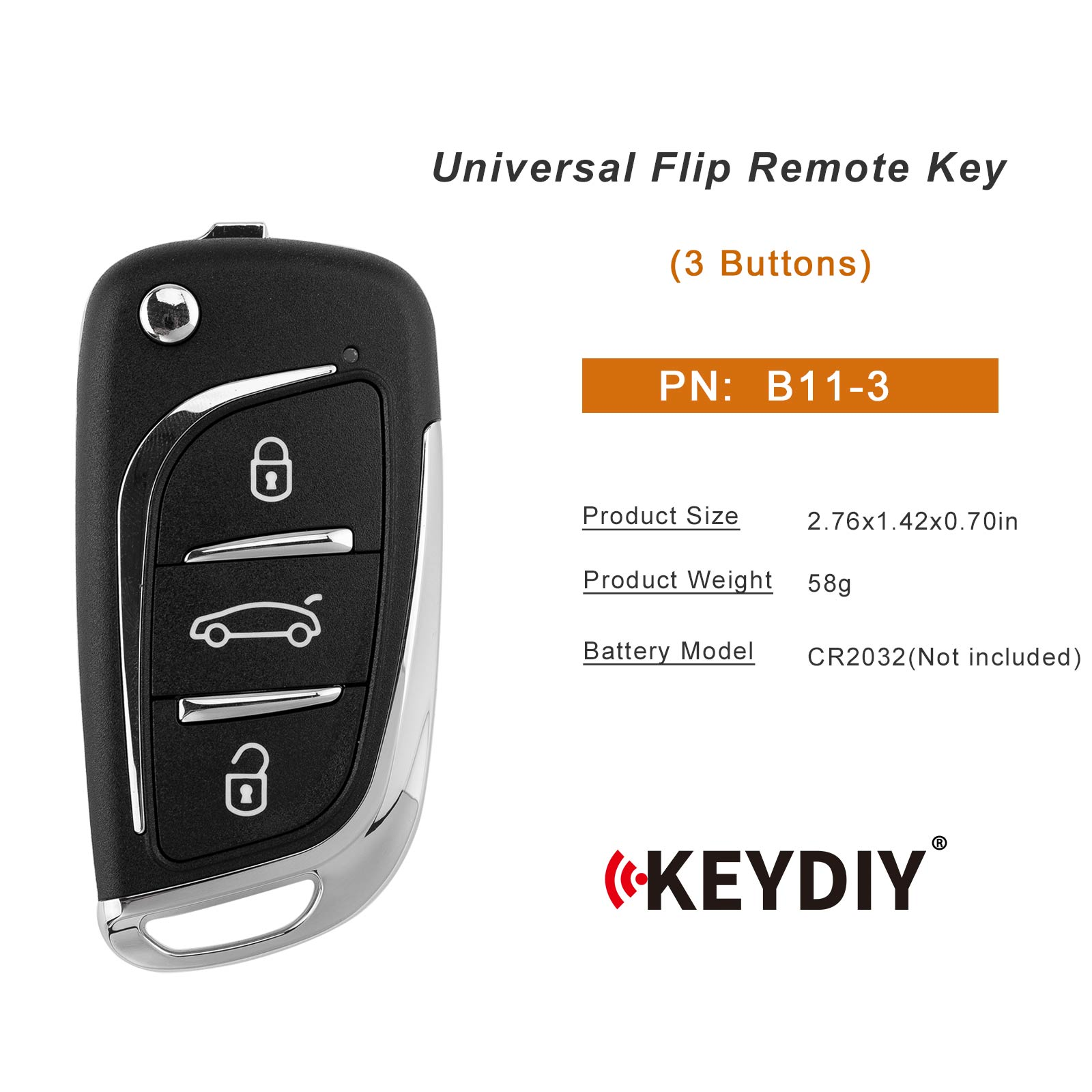 KEYDIY KD B11-3 (New) Flip Remote Key for PSA Type 3 Buttons