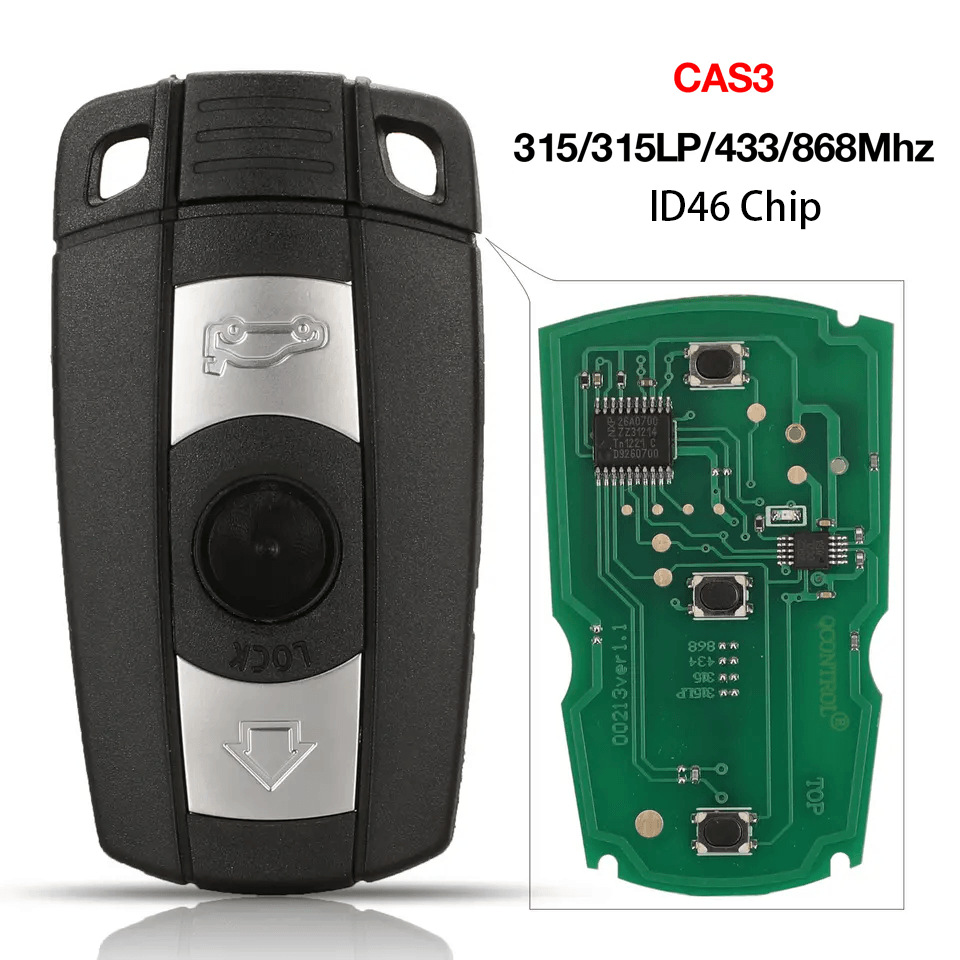 3 Buttons Switchable Frequency Remote Car Key Fob 315/433/868MHz ID46 Transponder Chip For BMW CAS3 System