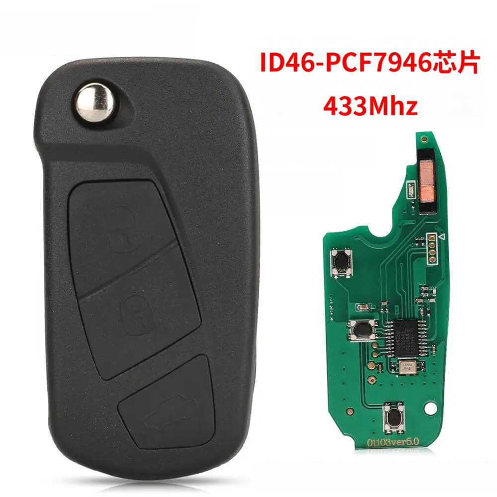 3 Button Flip Remote Car Key 433MHz ID46 PCF7946 Chip For Ford KA
