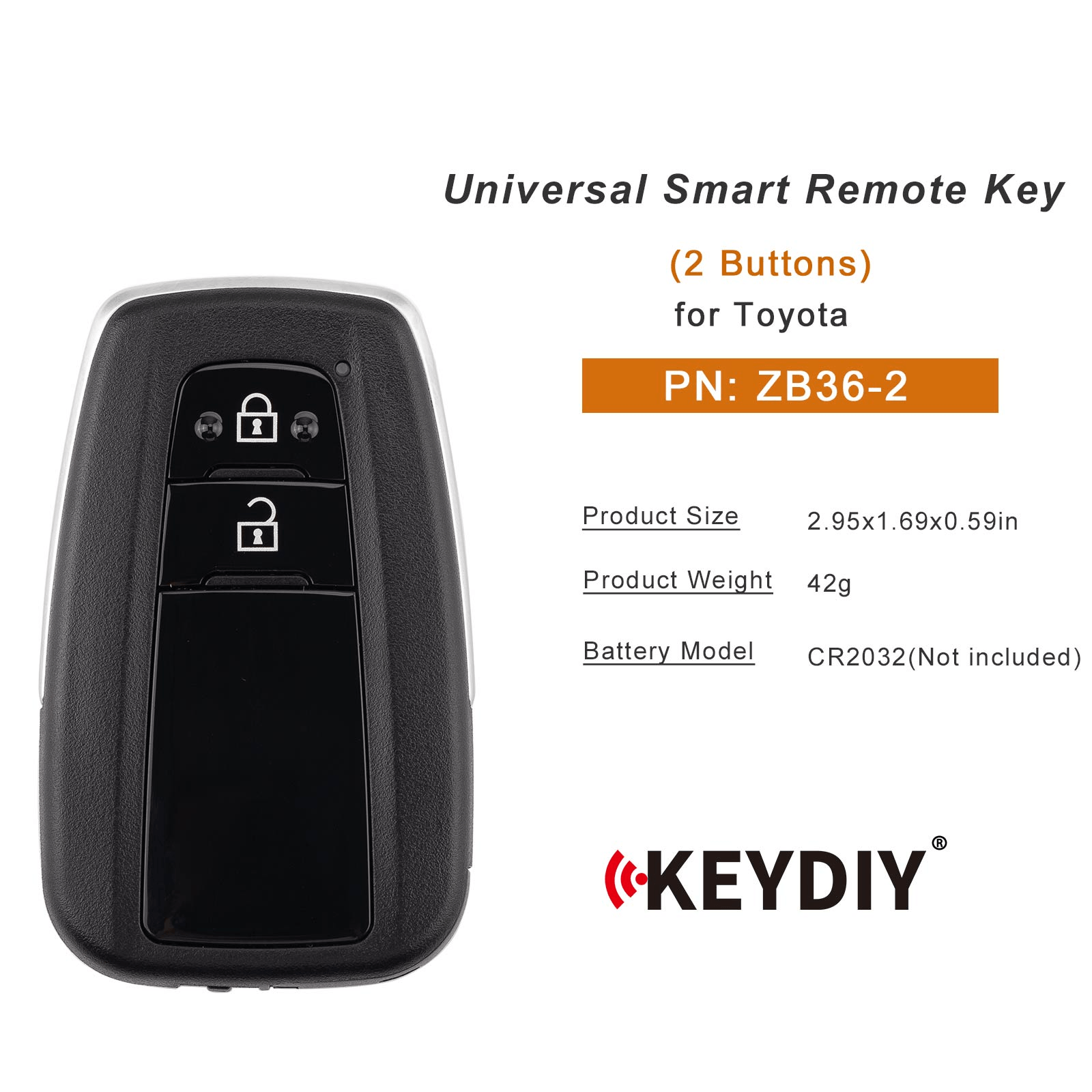 KEYDIY KD ZB36-2 Universal Smart Remote Key 2 Buttons for Toyota Type