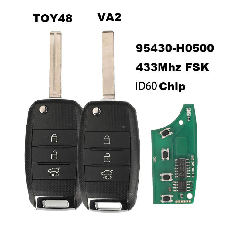 3 Button Flip Remote Key 4D60 Chip 433MHz 95430-H0500 For Kia Rio