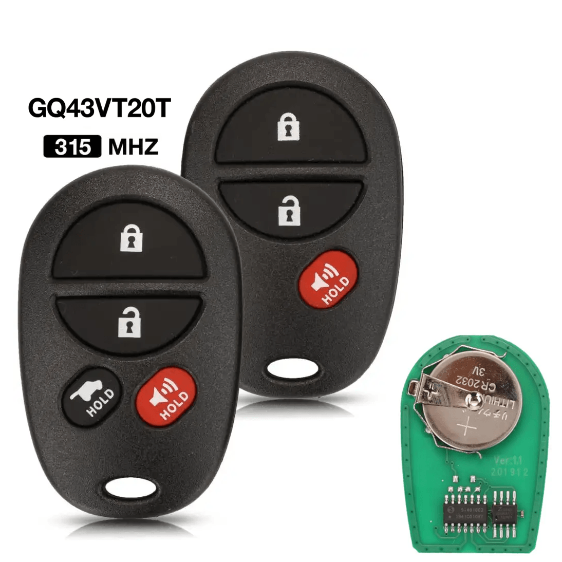 3/4 Buttons Separate Remote Car Key Fob 315MHz GQ43VT20T For Toyota Sequoia