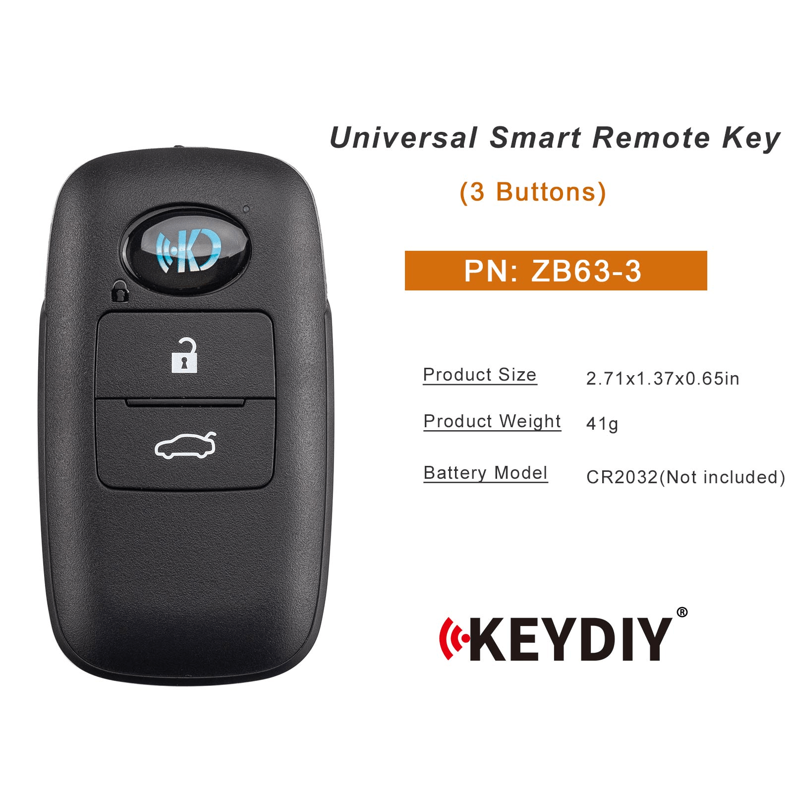 KEYDIY KD ZB63-3 Universal Smart Remote Key 3 Buttons