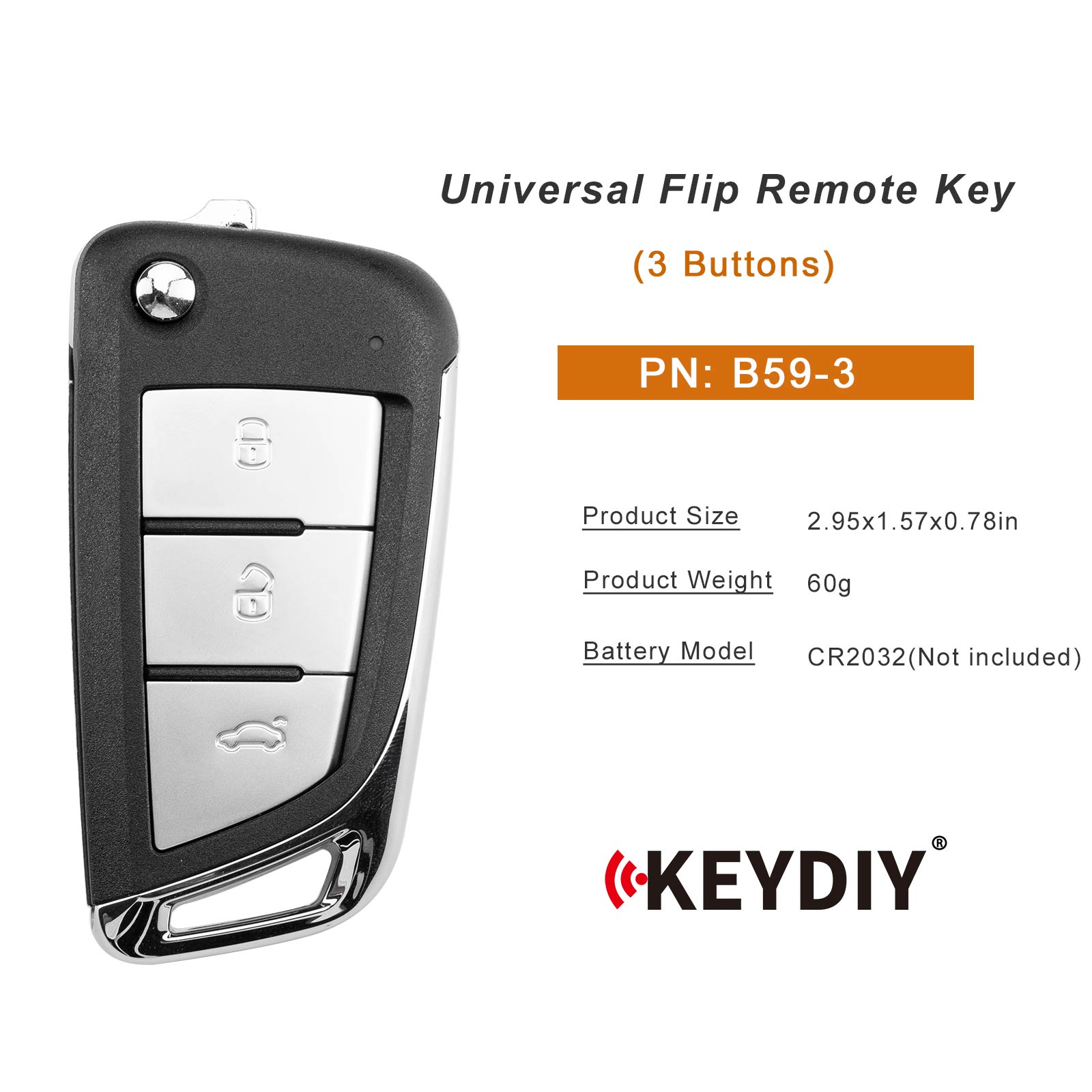 KEYDIY KD B59-3 Flip Remote Key 3 Buttons
