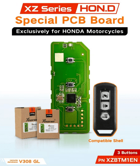 Xhorse XZBTM1EN XZ Series Special PCB Board Exclusively for Honda Motorcycles Remote Key 2/3 Buttons with shell