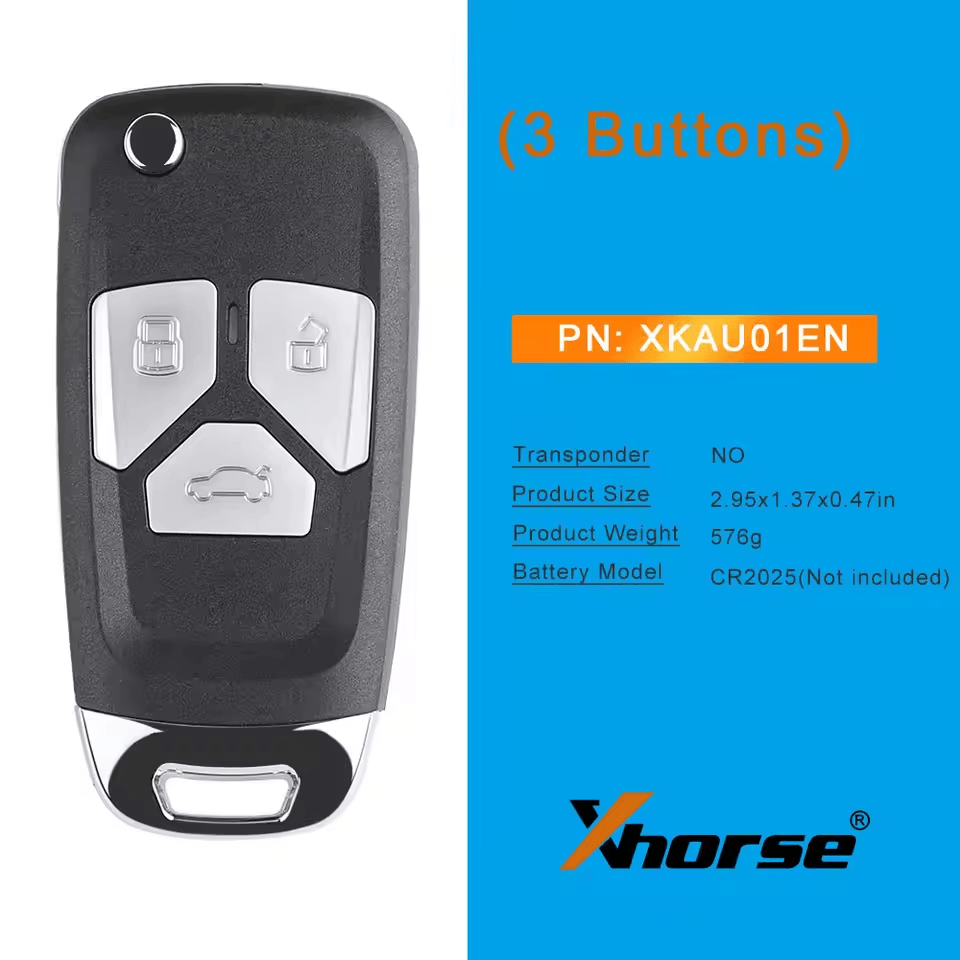 Xhorse Universal Flip Remote Key XKAU01EN Wired for AUDI Type 3 Button