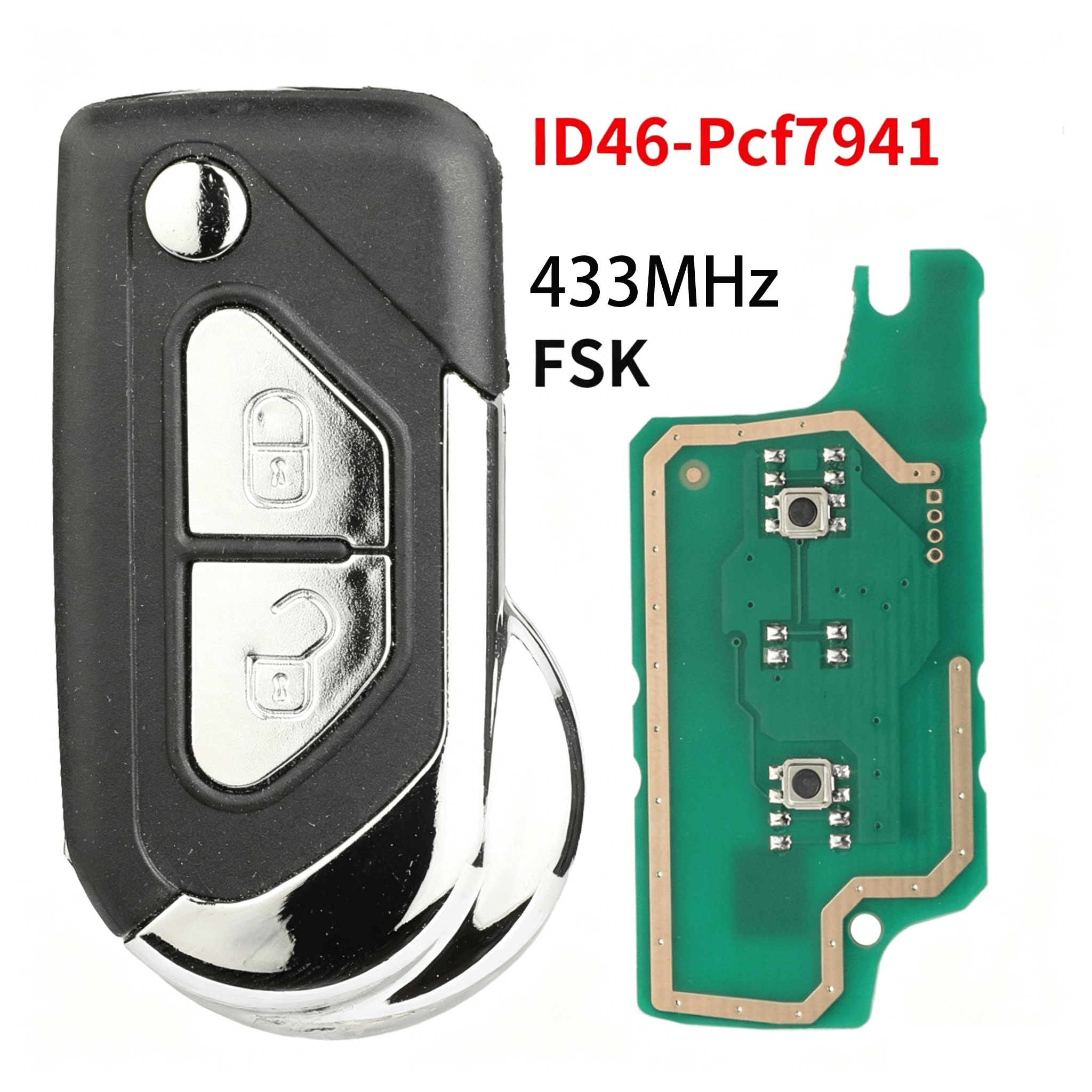 3 Buttons Flip Remote Car Key 433MHz FSK ID46 Transponder Chip For Peugeot Citroen DS DS3