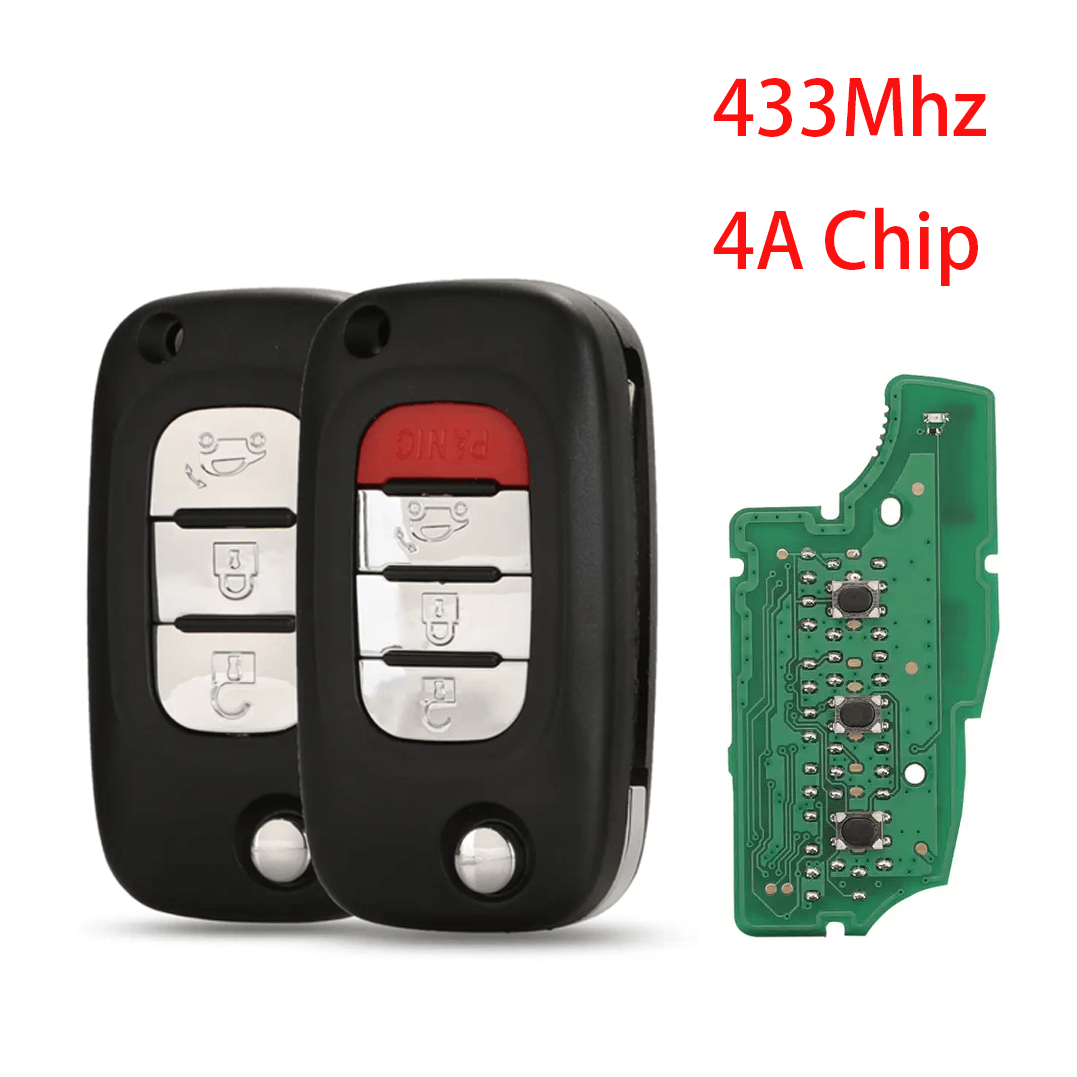 3/4 Buttons Flip Remote Car Key Fob 433MHz 4A Transponder Chip For Smart Mercedes-Benz
