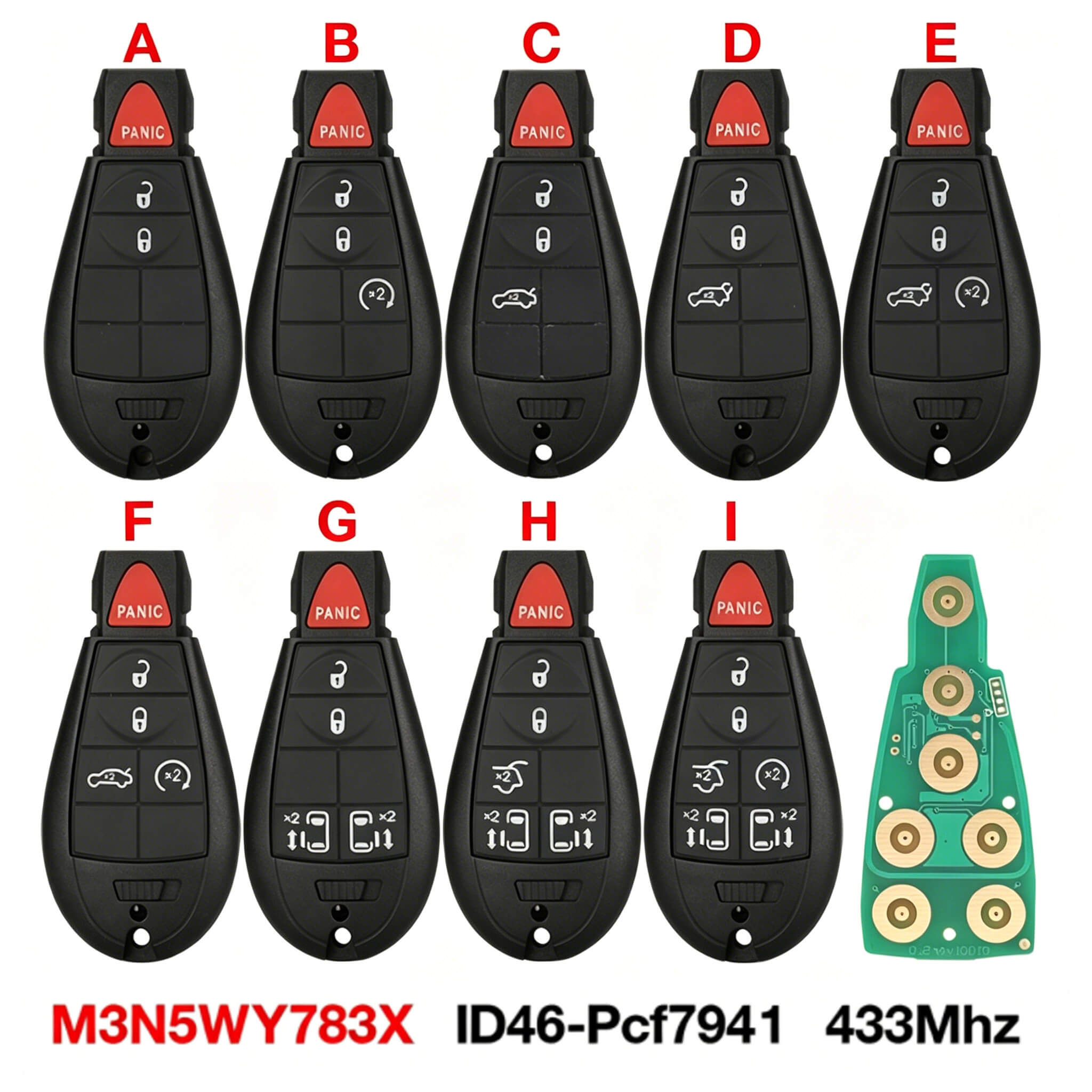 Remote Car Key M3N5WY783X 433MHz ID46-7941 Chip For Dodge Chrysler