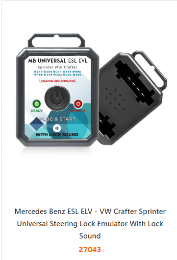 Mercedes Benz ESL ELV - VW Crafter Sprinter Universal Steering Lock Emulator With Lock Sound