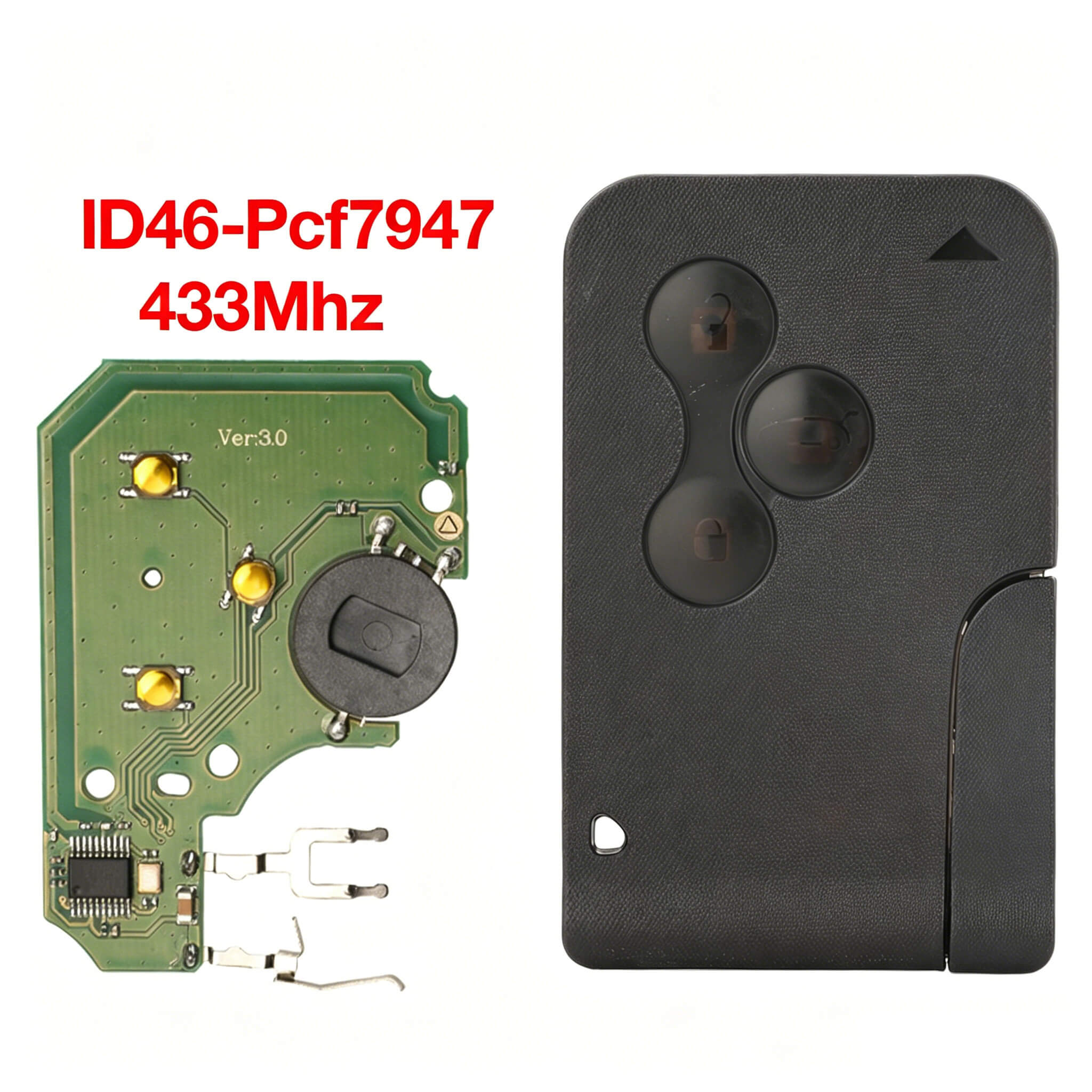 3 Button Car Remote Key 433MHz PCF7947 Chip For Renault Megane