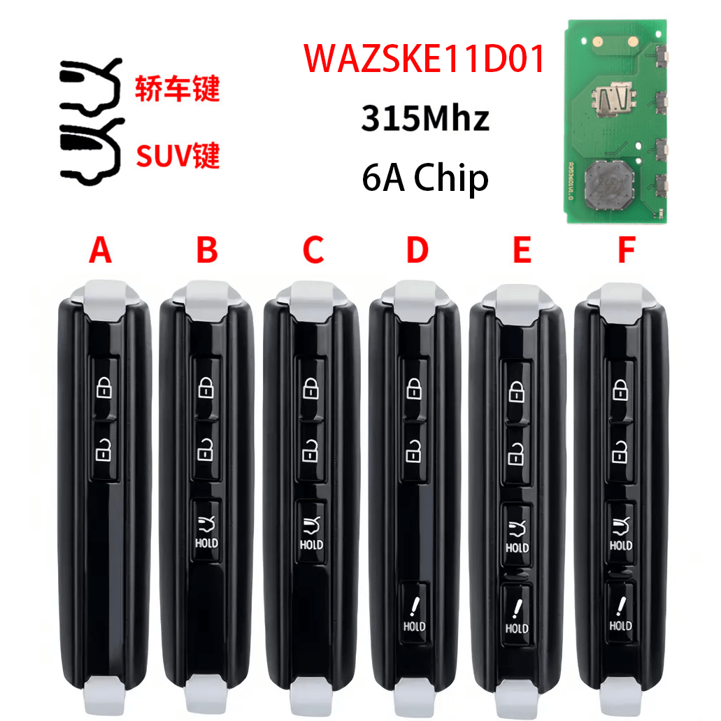 2/3/4 Button Remote Car Key 315MHz 6A Chip WAZSKE11D01 For Mazda