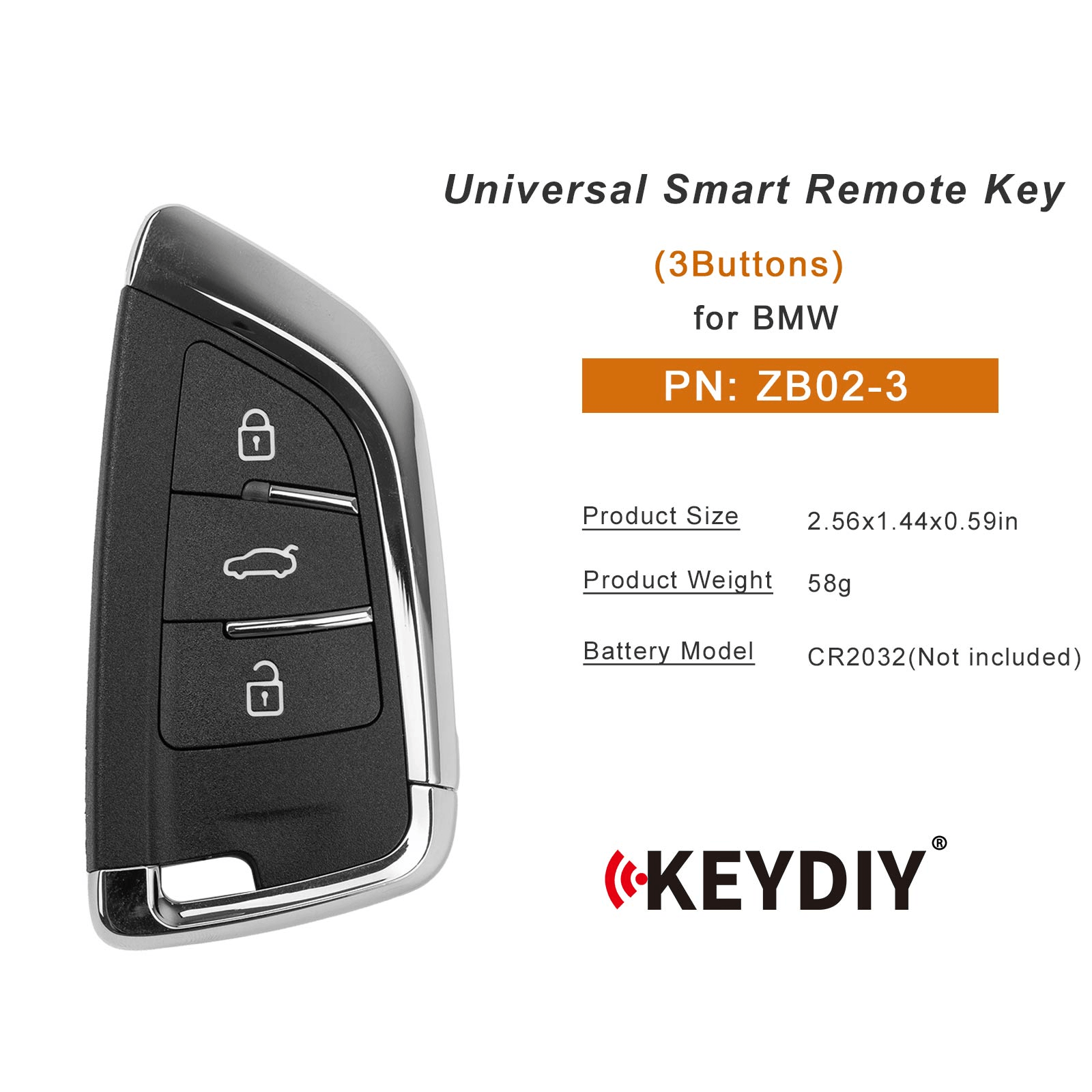 KEYDIY KD ZB02-3 Smart Remote Key for BMW Type 3 Buttons