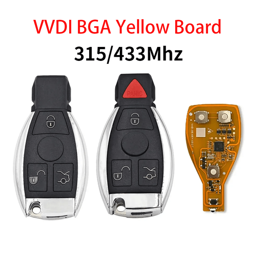 3/4 Buttons VVDI BGA Remote Car Key Fob With Yellow Circuit Board 315/433MHz For Mercedes-Benz