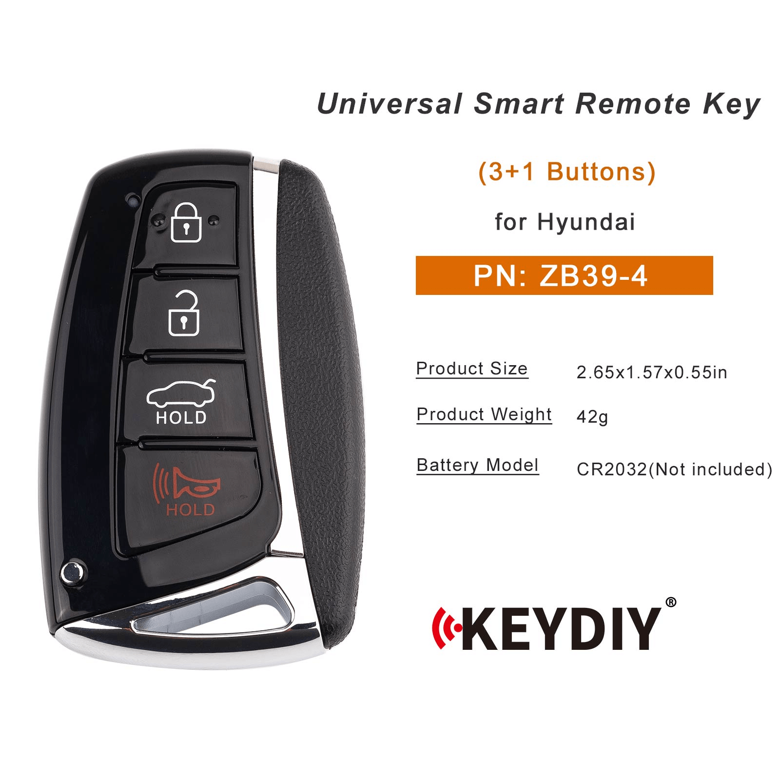 KEYDIY KD ZB39-4 Smart Remote Key for Hyundai Type 3+1 Buttons