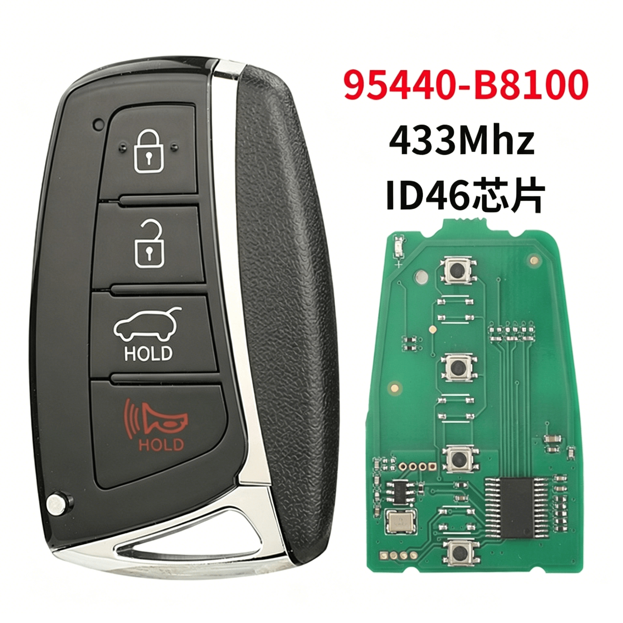 4 Buttons Smart Remote Car Key, 433MHz ID46 Chip, 95440-B8100 For Hyundai Santa Fe