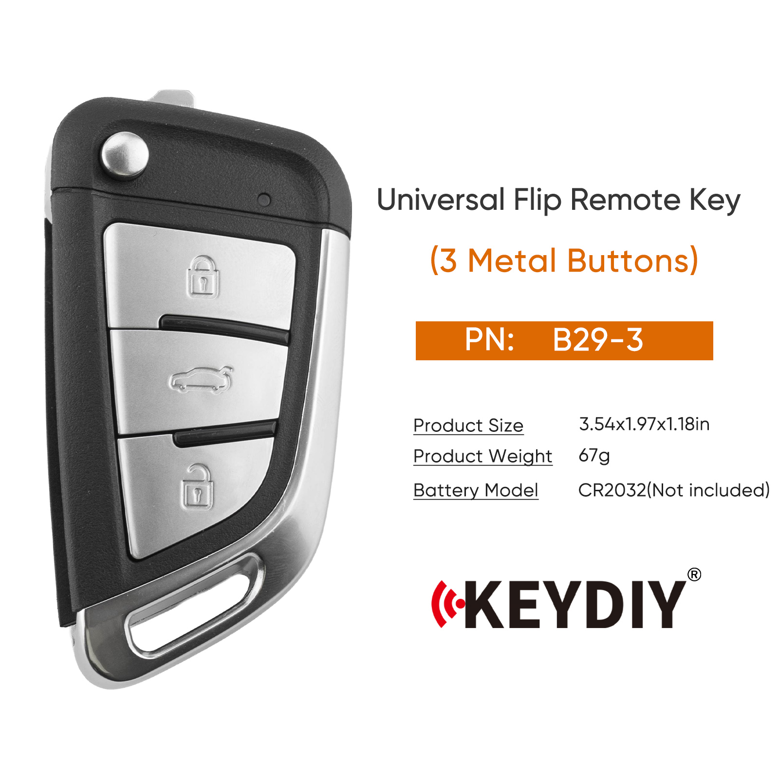 KEYDIY KD B29-3 Flip Remote Key for BMW (Metal Button) 3 Buttons