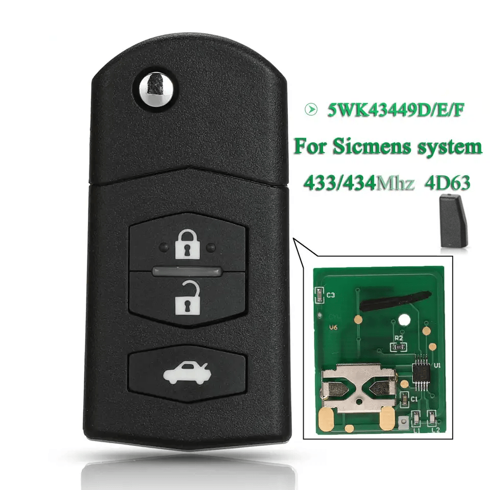 3 Button Remote Car Key 434MHz 5WK43449D/E/F For Mazda Atenza
