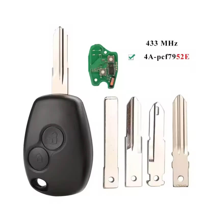 2 Button Straight Car Remote Key 433MHz 4A PCF7952E Chip For Renault