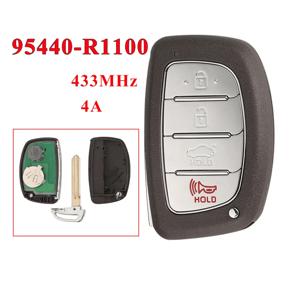 4 Buttons Smart Card Remote Car Key, 433MHz 4A Chip, 95440-R1100 For Hyundai HB20