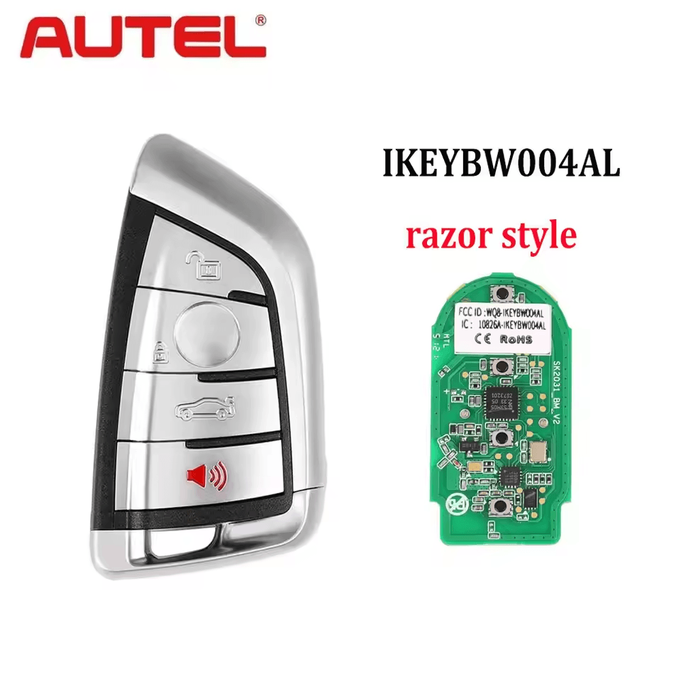 Autel BW004AL Universal Smart Key 4 Buttons Car Key for BMW Ikeybw004al Program with Maxiim Km100 E Key Programmer Razor Style