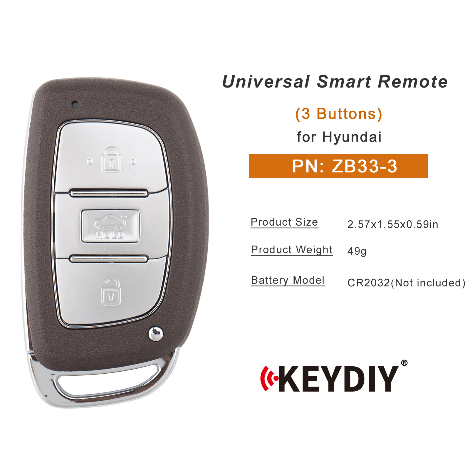 KEYDIY KD ZB33-3 Smart Remote Key for Hyundai Type 3 Buttons