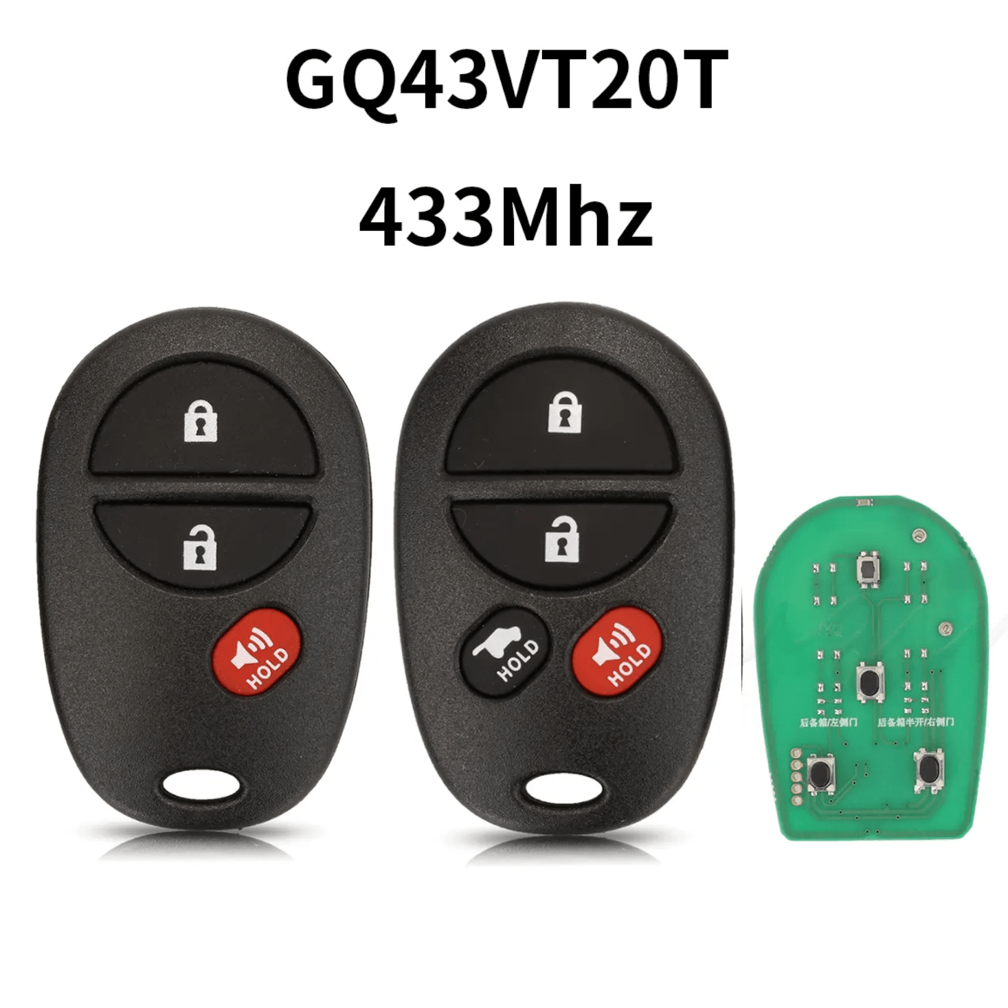 3/4 Buttons Separate Remote Key Fob 433MHz FCC GQ43VT20T For Toyota Sequoia