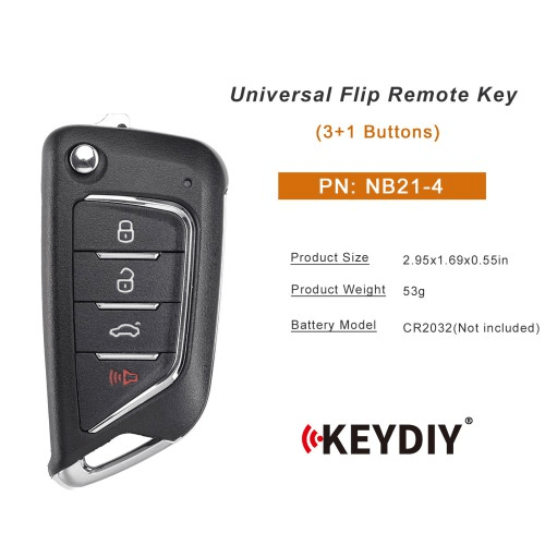 KEYDIY KD NB21-4 Flip Remote Key Knife Type 3+1 Buttons