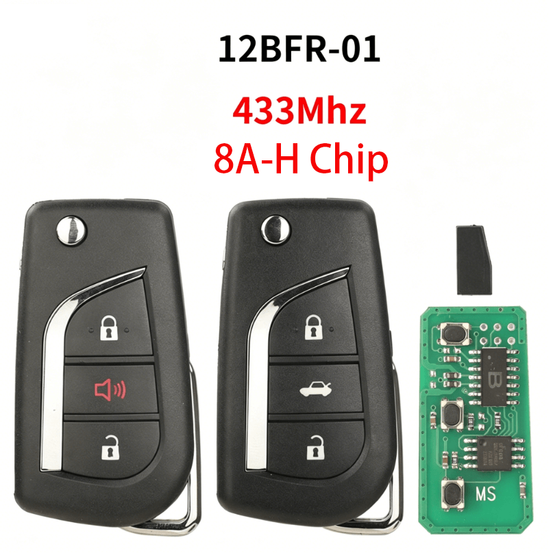 Remote Car Key Fob 433MHz 8A-H Transponder Chip FSK Modulation 12BFR-01 For Toyota Corolla