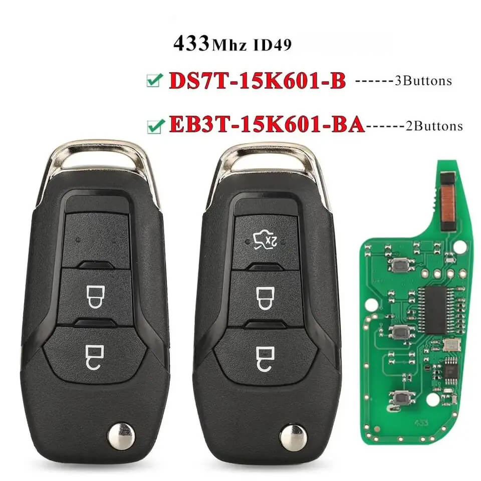 2/3 Button Car Remote Key EB3T-15K601-BA DS7T-15K601-B ID49 Chip For Ford