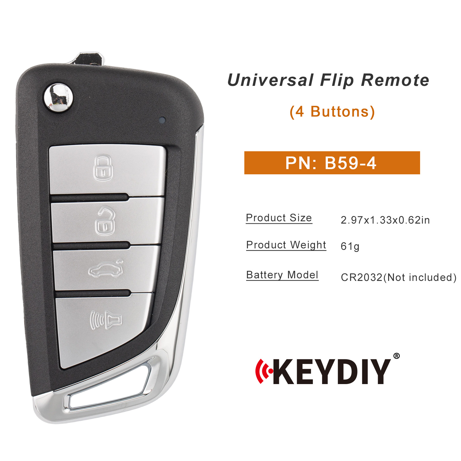 KEYDIY KD B59-4 Flip Remote Key 4 Buttons