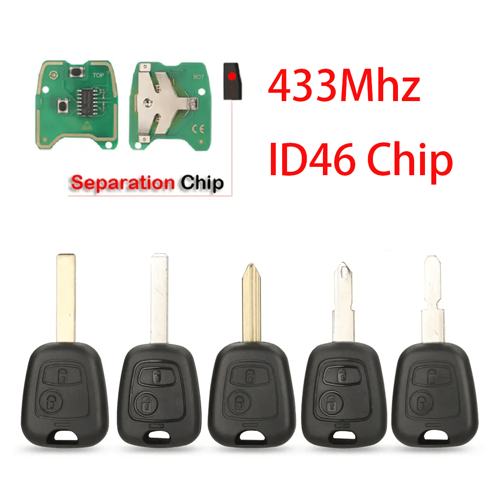 2 Buttons Straight Remote Car Key 433MHz ID46 Chip Non Electronic Key Shell For Peugeot Citroen