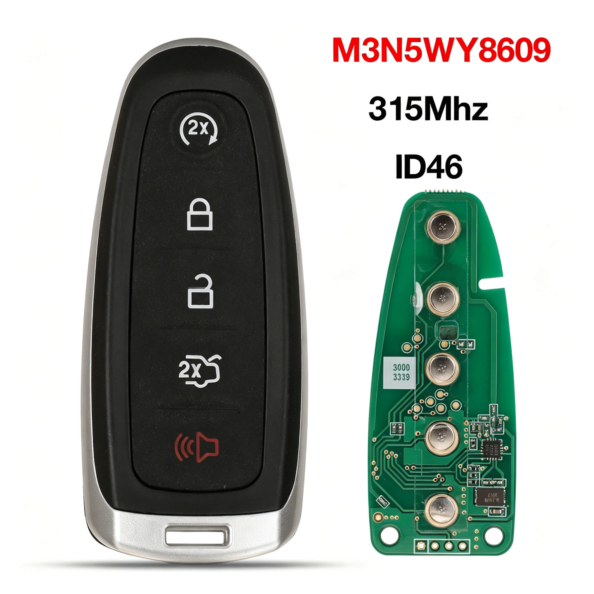 5 Button Smart Remote Car Key 315MHz ID46 Chip M3N5WY8609 For Ford