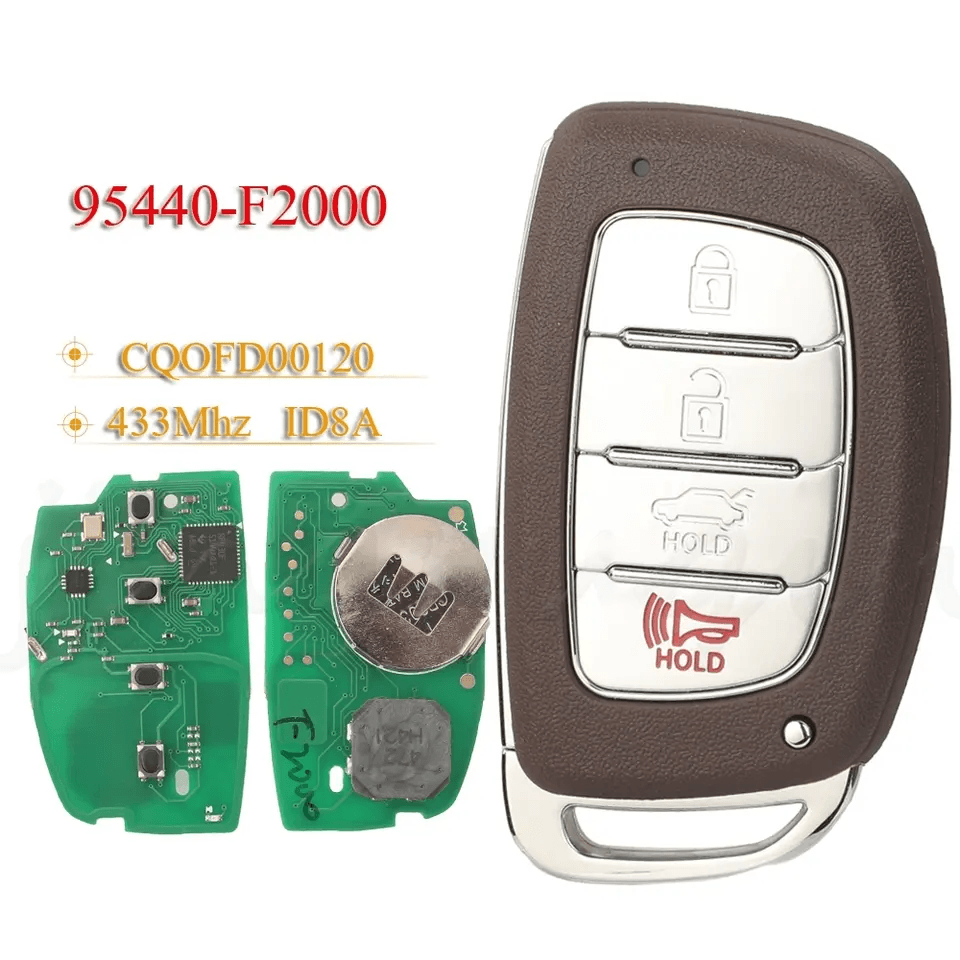 4 Buttons Smart Card Remote Car Key 433MHz 8A Transponder Chip OE 95440-F2000 For Hyundai