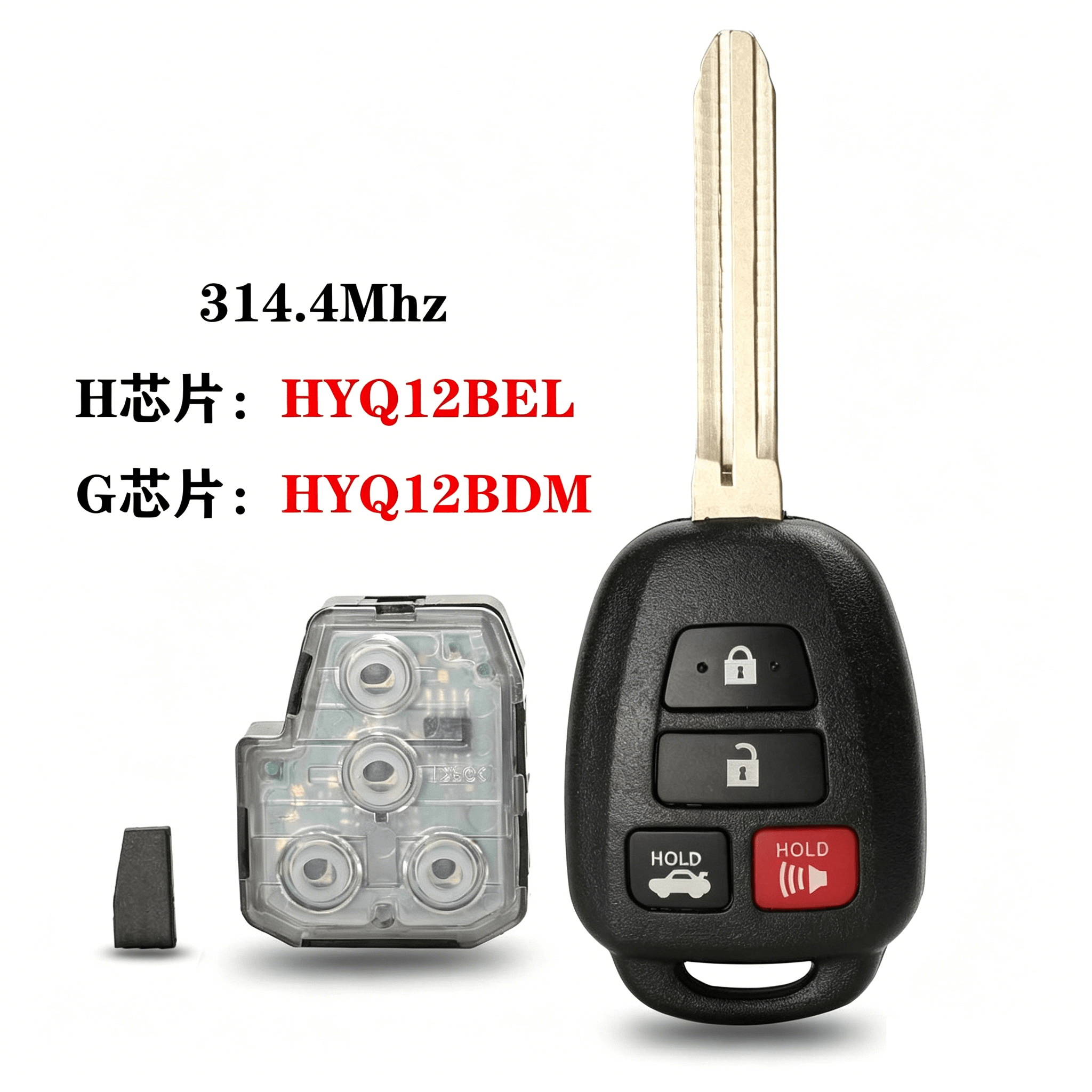 4 Buttons Remote Car Key Fob 314.4MHz G/H Transponder Chip HYQ12BDM HYQ12BEL For Toyota