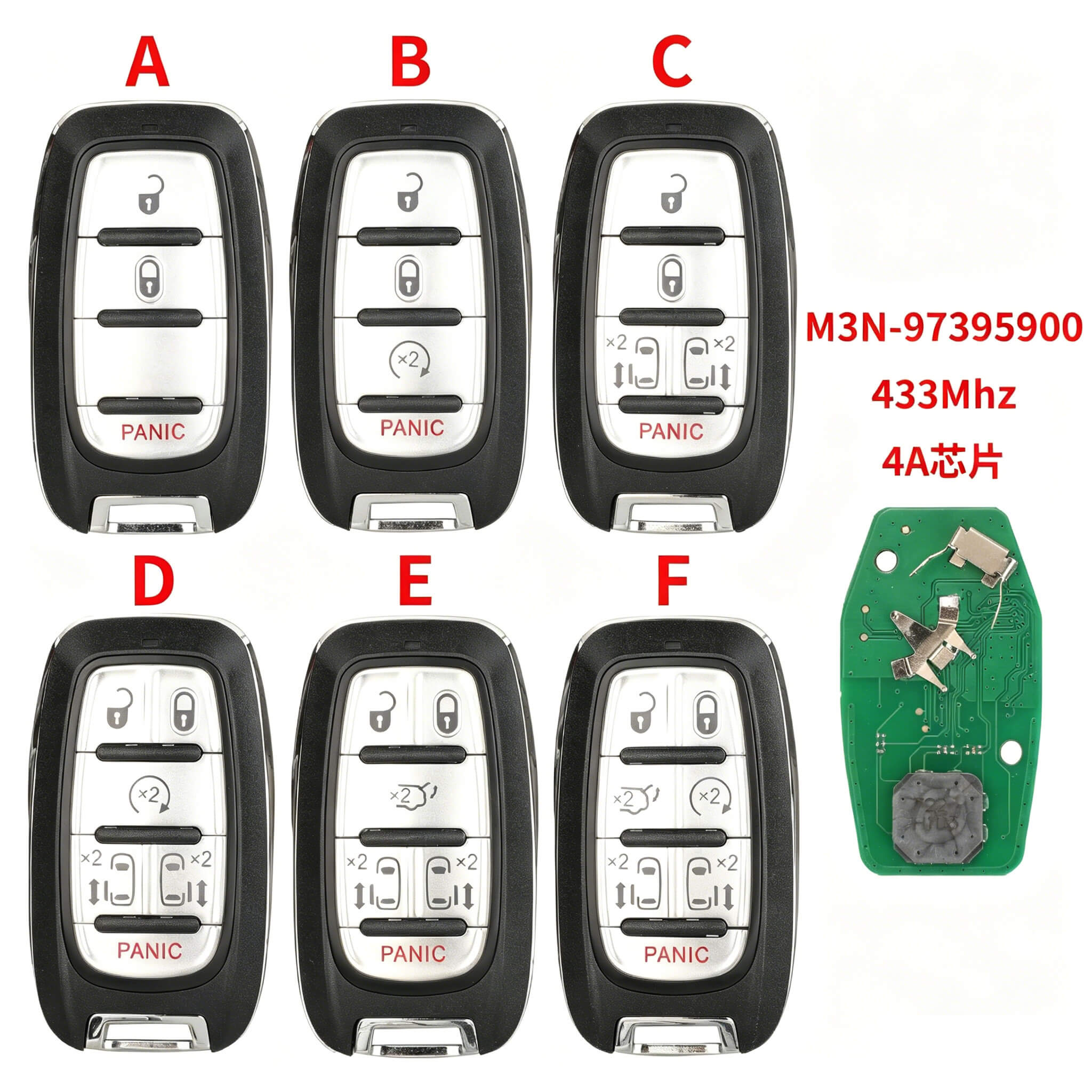 Smart Remote Key 4A Chip 433MHz M3N-97395900 For Chrysler