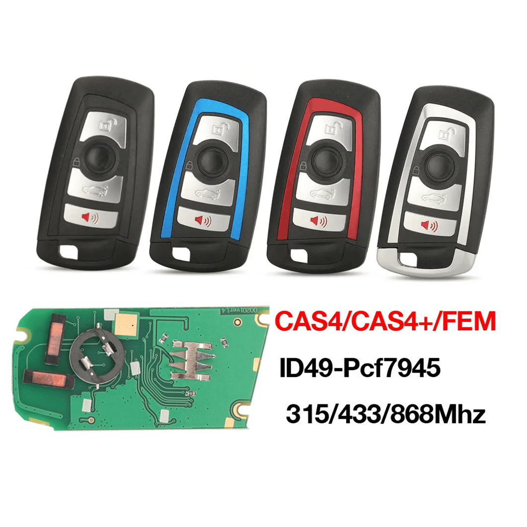 4 Buttons Smart Car Key Fob 315/433/868MHz PCF7945 Transponder Chip For BMW CAS4 System