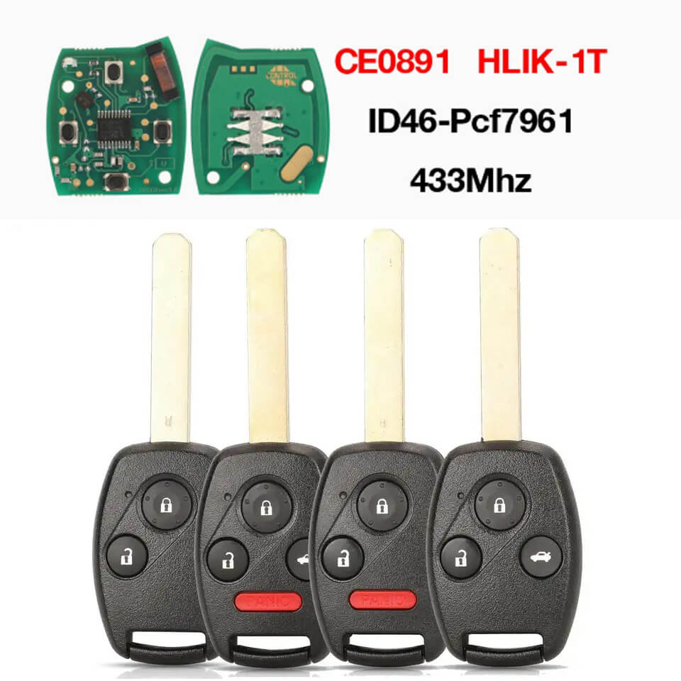 2/3/4 Button Remote Key CE0891 HLIK-1T 433MHz ID46 Chip For Honda