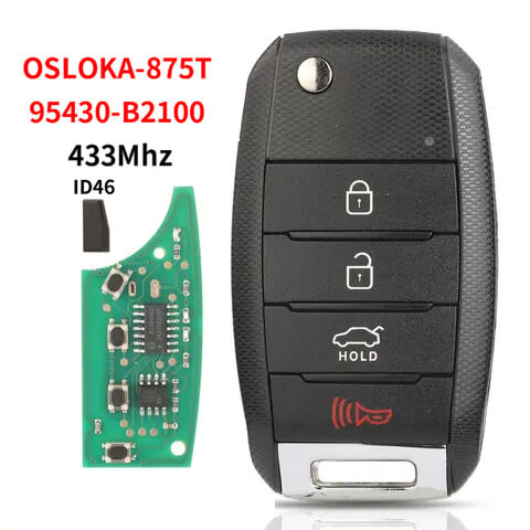 4 Button Remote Key 433MHz ID46 Chip OSLOKA-875T With Middle Groove For Kia