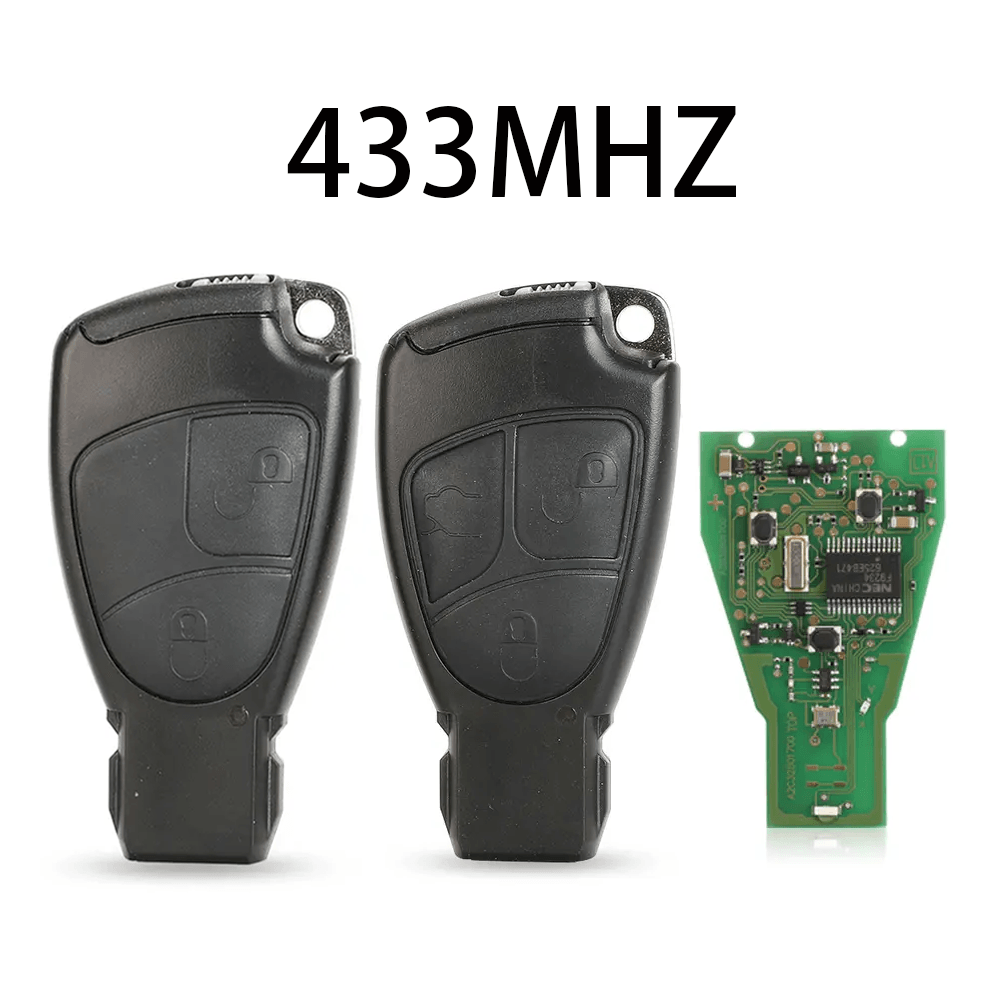 2/3 Buttons Black Semi-Smart Remote Car Key Fob 433MHz For Mercedes-Benz