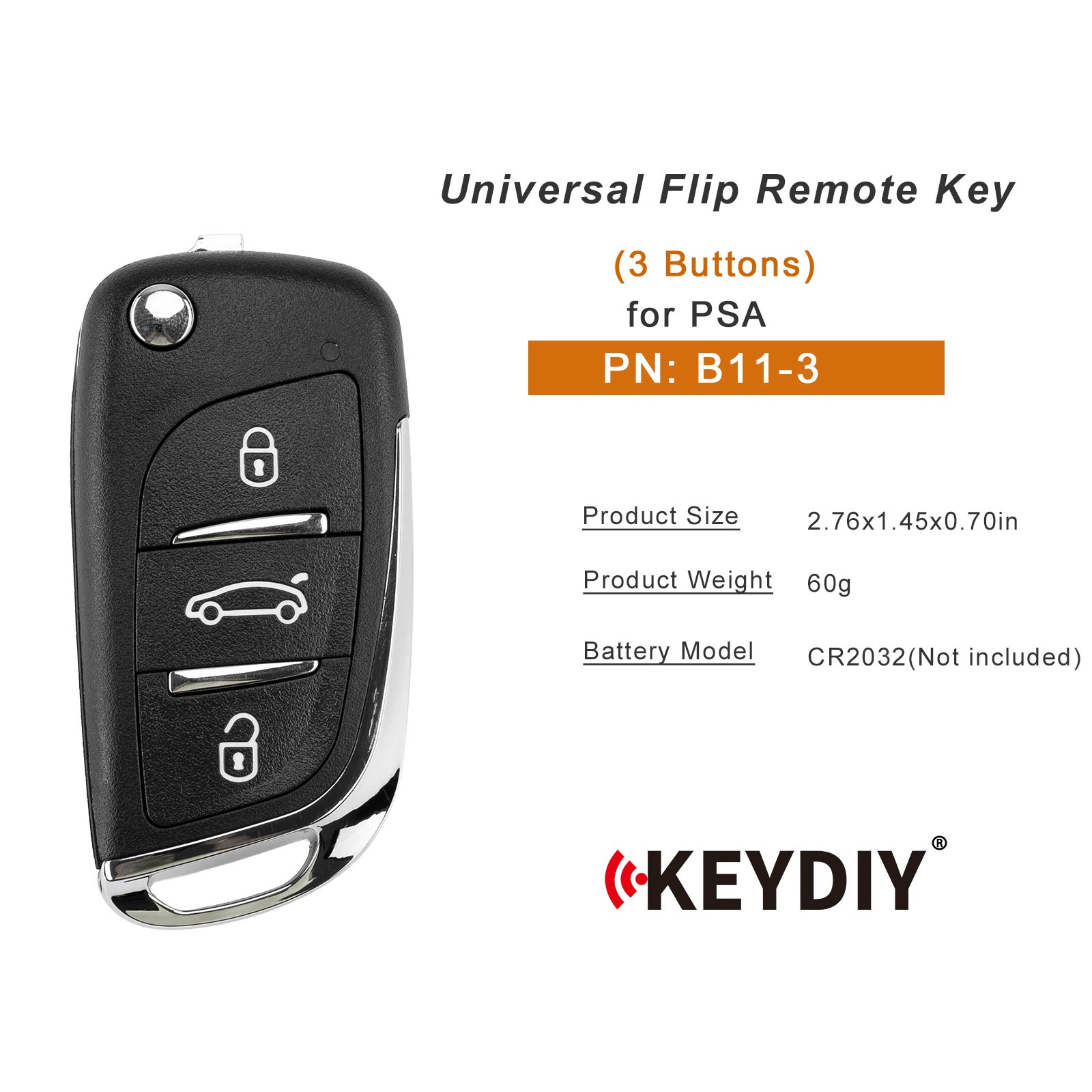 KEYDIY KD B11-3 Flip Remote Key for PSA Type 3 Buttons