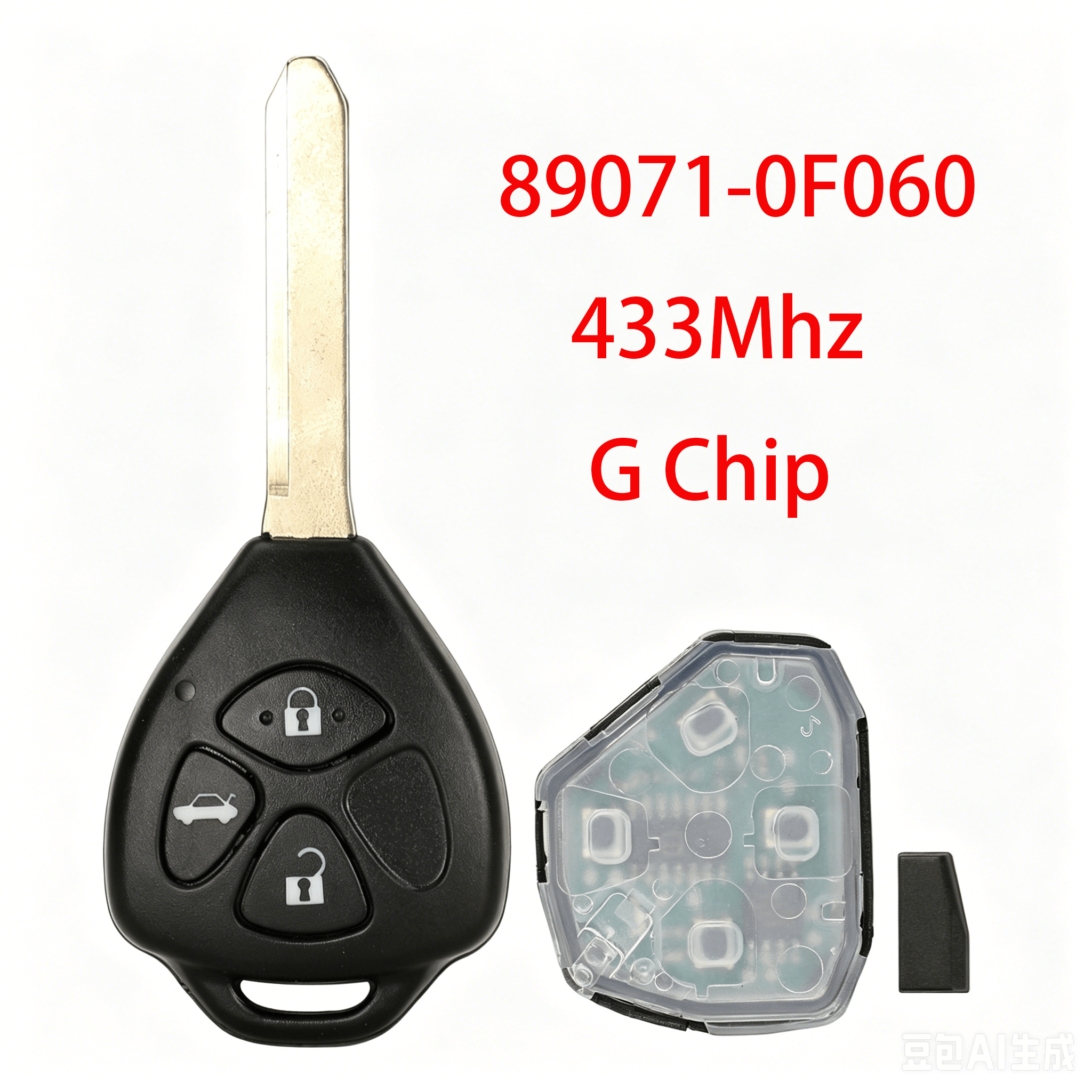 3 Buttons Remote Car Key Fob 433MHz ID-G Transponder Chip TOY47 Blade OE 89071-0F060 For Toyota