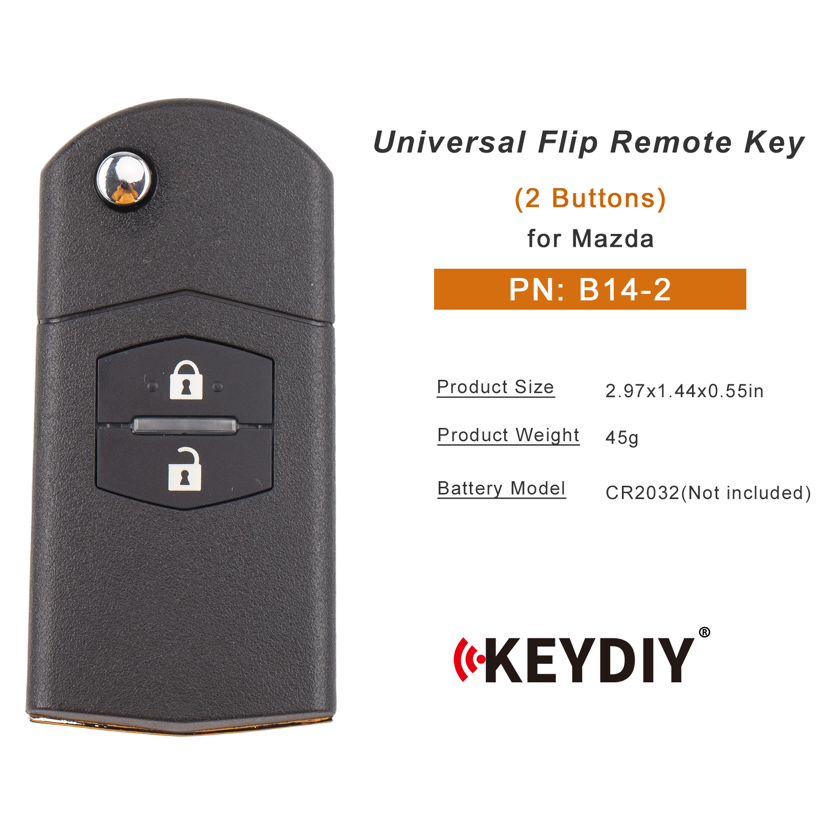 KEYDIY KD B14-2 Flip Remote Key for Mazda Type 2 Buttons